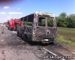 На трассе в Самарской области загорелся микроавтобус с 12 пассажирами